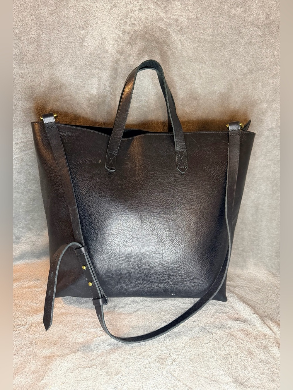 Madewell Black Leather Zip-Top Carryall Tote - Picture 1 of 9